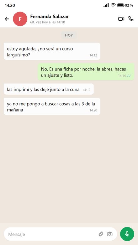 Conversación de una mamá agotada que imprimió las fichas